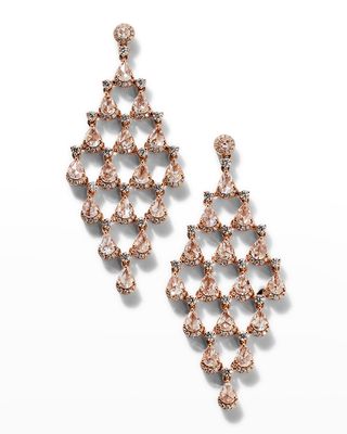 Rose Gold Pear and Round Diamond Chandelier Earrings