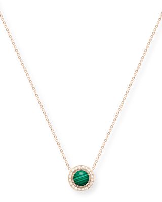 Rose Gold Possession Malachite and Diamond Pendant Necklace, 2 in 1