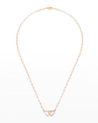 Rose Gold R9 Double Coeurs Heart Chain Necklace