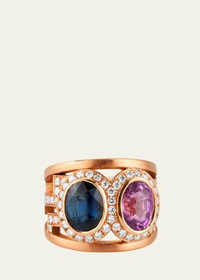 Rose Gold Ring with Sapphires and Diamonds