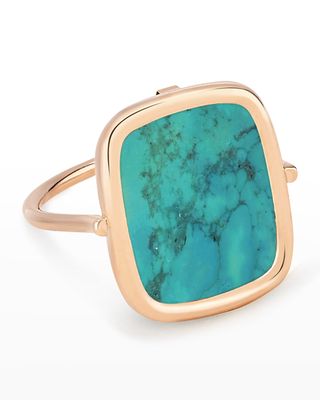 Rose Gold Turquoise Antiqued Ring