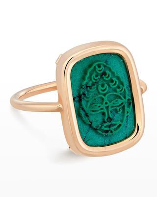 Rose Gold Turquoise Buddha Ring