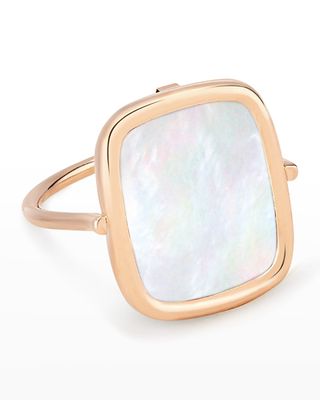 Rose Gold White Mother-of-Pearl Antiqued Ring