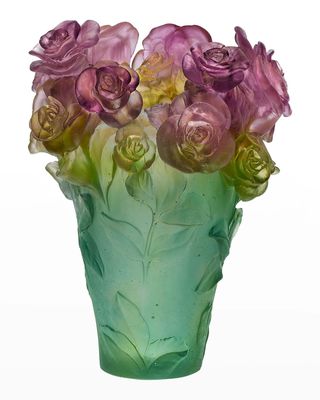 Rose Passion Medium Pink/Green Vase