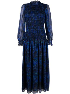 Roseanna graphic-print long-sleeve long dress - Blue