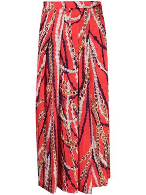 Roseanna Ninon Sevigny chain-print silk skirt - Red