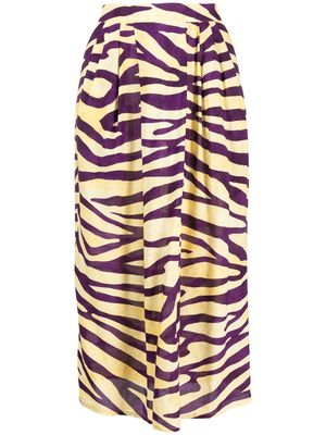 Roseanna zebra-print mid-length skirt - Yellow