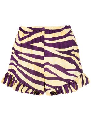 Roseanna zebra-print ruffle-hem shorts - Yellow