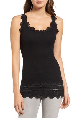 Rosemunde Silk & Cotton Rib Knit Tank in Black