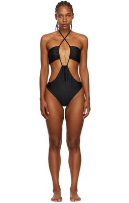 Rosetta Getty Black Recycled Polyester One-Piece Swimsuit