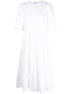 Rosetta Getty button-up tiered midi dress - White