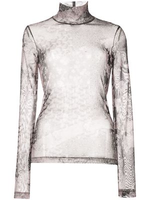 Rosetta Getty collage-print mesh T-shirt - Grey