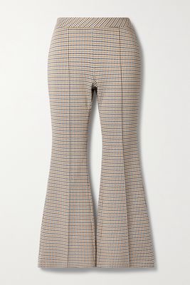 Rosetta Getty - Cropped Checked Jacquard-knit Flared Pants - Ivory