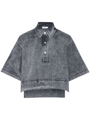 Rosetta Getty cropped denim polo top - Black