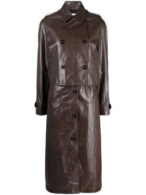 Rosetta Getty detachable-panel leather coat - Brown