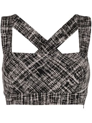 Rosetta Getty etched-plaid cropped top - Black