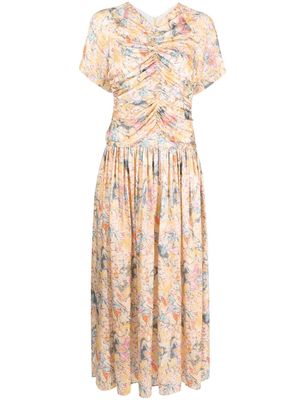 Rosetta Getty floral-print ruched maxi dress - Yellow