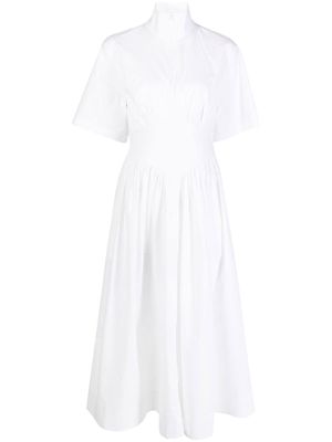 Rosetta Getty gathered-detail short-sleeve midi dress - White