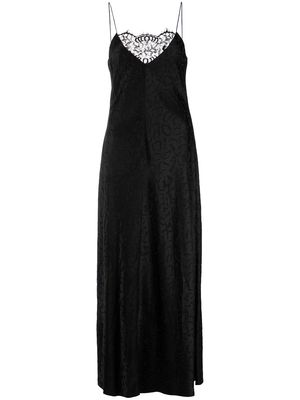Rosetta Getty lace-trim jacquard slip dress - Black