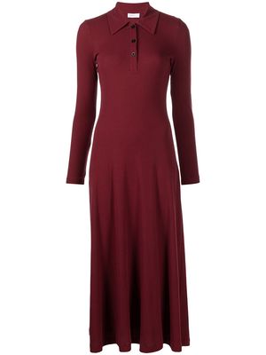 Rosetta Getty long sleeve polo dress - Red