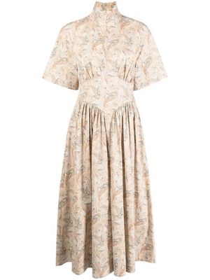 Rosetta Getty paisley-print short-sleeve midi dress - Brown
