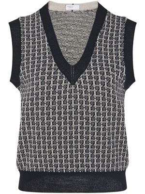 Rosetta Getty patterned intarsia-knit merino-wool vest - Black