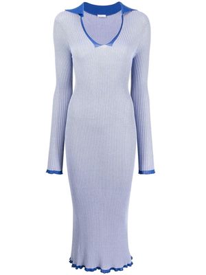 Rosetta Getty ribbed-knit long-sleeve midi dress - Blue