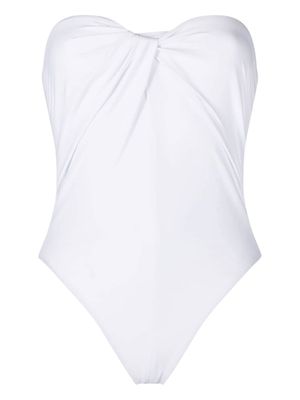 Rosetta Getty twist- detail strapless swimsuit - White