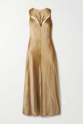 Rosetta Getty - Twisted Silk-satin Midi Dress - Gold