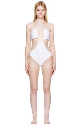 Rosetta Getty White Recycled Nylon One-Piece Swimsuit