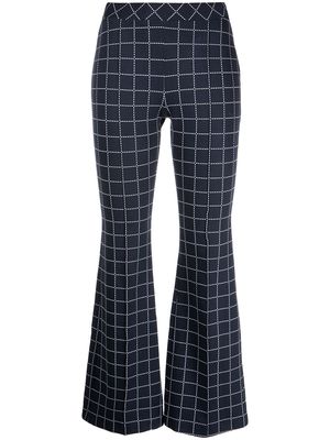Rosetta Getty windowpane-print flared trousers - Blue