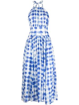 Rosie Assoulin check-print halterneck maxi dress - Blue