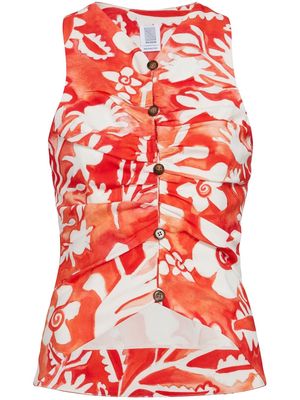 Rosie Assoulin floral-print button-down vest - Orange
