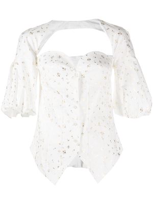 Rosie Assoulin floral-print sweetheart neck blouse - White