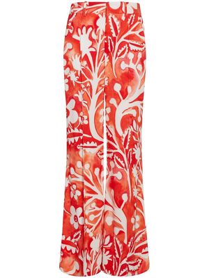 Rosie Assoulin graphic-print flared trousers - Orange