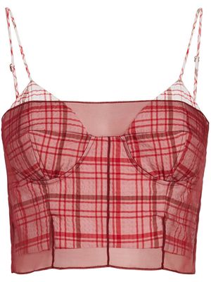 Rosie Assoulin I Sheer Right Through You plaid bustier - Red