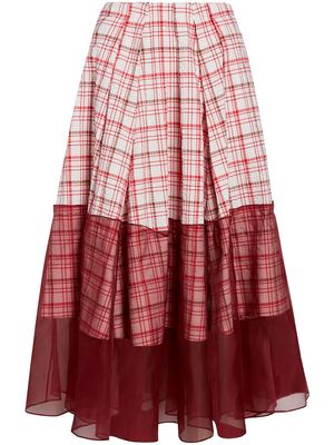 Rosie Assoulin I Sheer Right Through You plaid skirt - Red