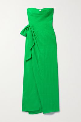 Rosie Assoulin - Strapless Draped Woven Maxi Dress - Green