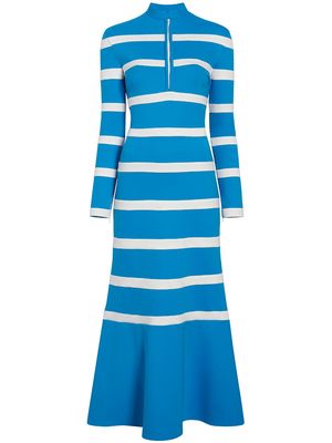 Rosie Assoulin stripe-pattern cut-out detailing dress - Blue