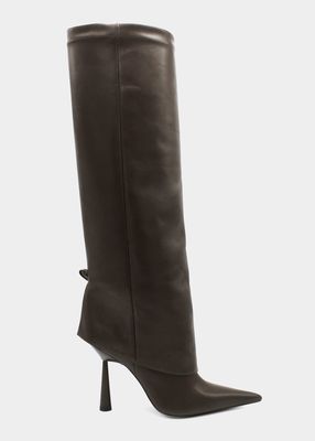 Rosie Pointed Leather Knee Boots