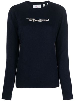 Rossignol logo-embroidered crew-neck jumper - Blue