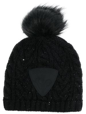 Rossignol logo-patch detail knit beanie - Black