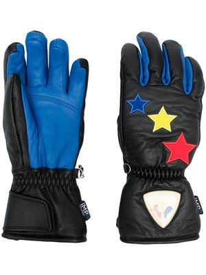 Rossignol logo-patch detail leather gloves - Black