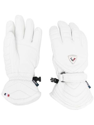Rossignol logo-patch detail leather gloves - White