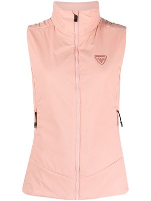 Rossignol logo-patch stand-up collar gilet - Pink