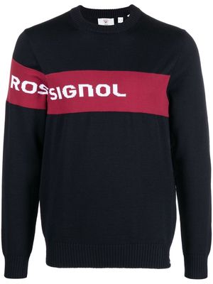 Rossignol logo-stripe knit sweatshirt - Blue