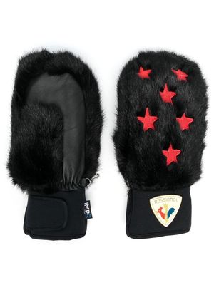 Rossignol star-patch detail leather gloves - Black