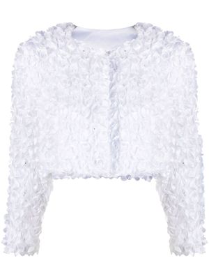 ROTATE 3D flower cropped jacket - White