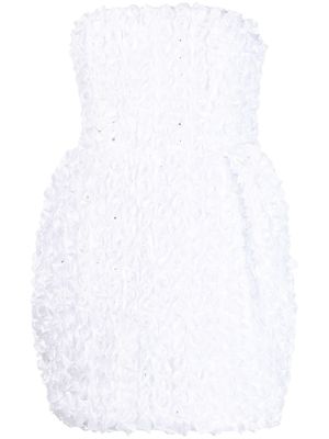 ROTATE 3D-flower strapless minidress - White