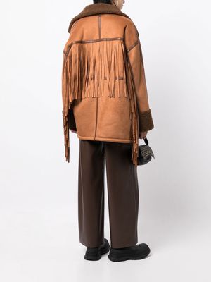 ROTATE Aaashley fringed faux-shearling coat - Brown
